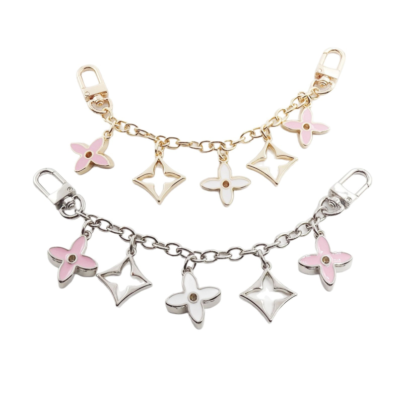 Ιμάντας τσάντας με κρεμαστό τετράφυλλο φύλλο, μεταλλική κατασκευή, επεκτεινόμενη αλυσίδα, μεταλλικά εξαρτήματα