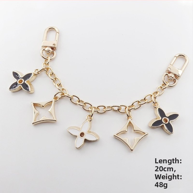 Ιμάντας τσάντας με κρεμαστό τετράφυλλο φύλλο, μεταλλική κατασκευή, επεκτεινόμενη αλυσίδα, μεταλλικά εξαρτήματα