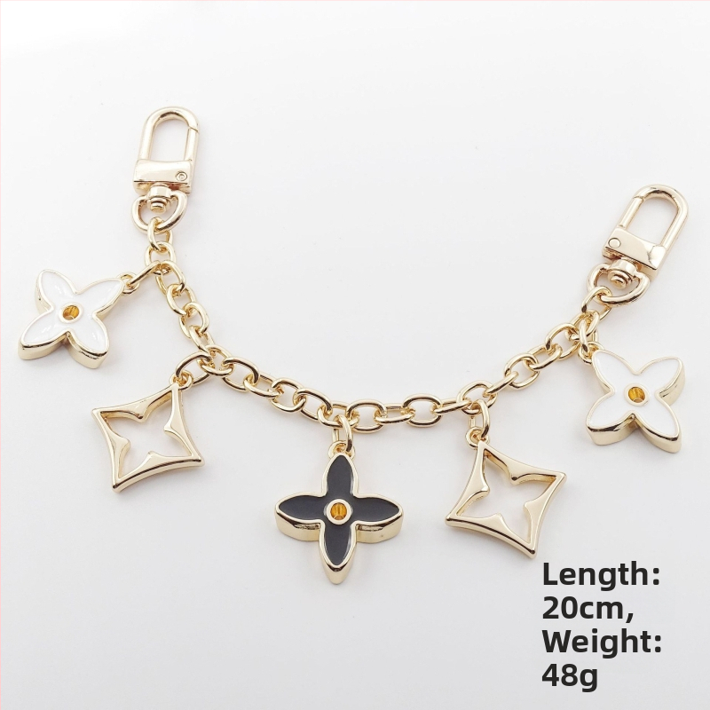 Ιμάντας τσάντας με κρεμαστό τετράφυλλο φύλλο, μεταλλική κατασκευή, επεκτεινόμενη αλυσίδα, μεταλλικά εξαρτήματα