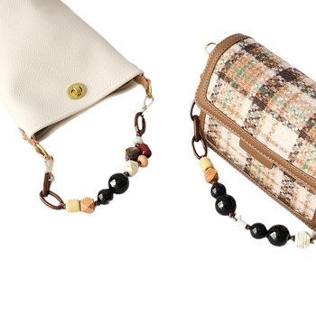 DIRMMIS ιμάντας τσάντας με ακρυλική αλυσίδα με χάντρες και ξύλινες λεπτομέρειες, ρυθμιζόμενος μήκος 31/44/64/118 cm