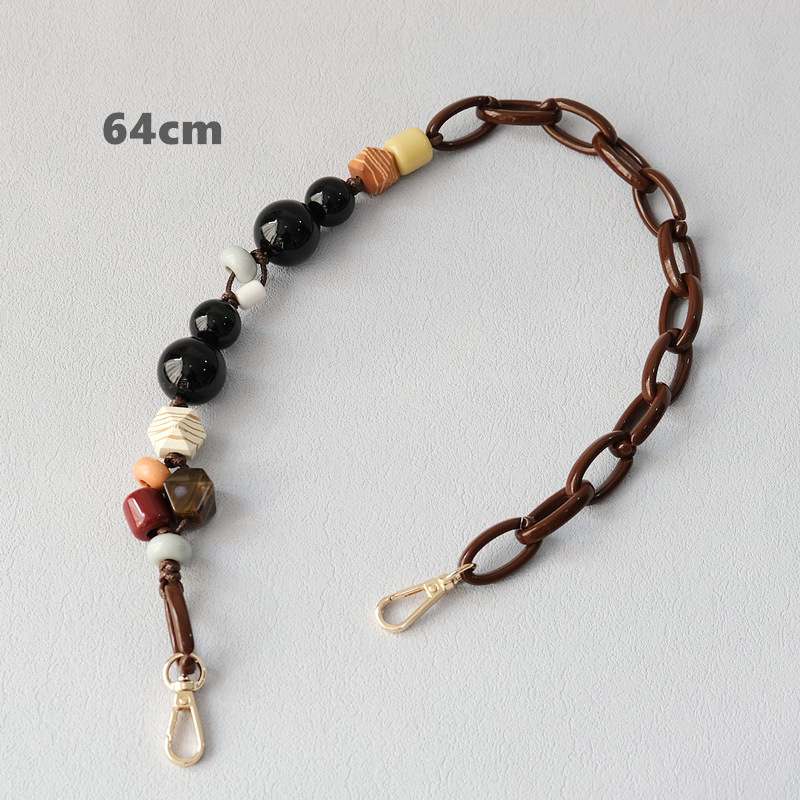 DIRMMIS ιμάντας τσάντας με ακρυλική αλυσίδα με χάντρες και ξύλινες λεπτομέρειες, ρυθμιζόμενος μήκος 31/44/64/118 cm