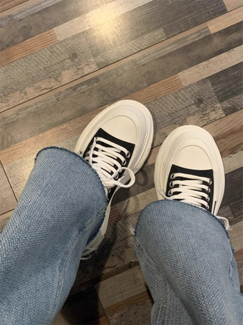 Muške canvas tenisice McQueen, debela potplata za povećanje visine, platneni gornji dio, gumena potplata s Goodyear tehnologijom, vezanje, PU uložak