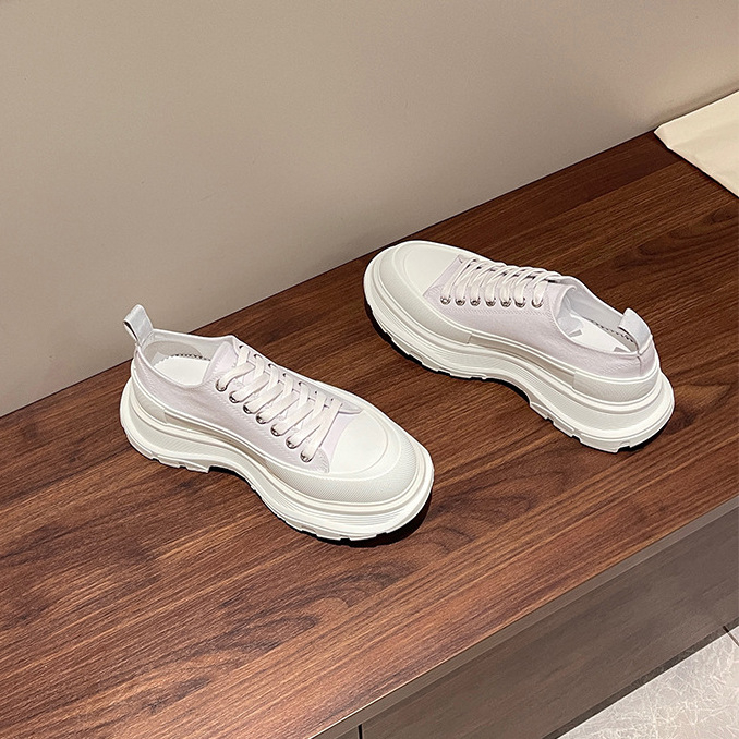 Muške canvas tenisice McQueen, debela potplata za povećanje visine, platneni gornji dio, gumena potplata s Goodyear tehnologijom, vezanje, PU uložak