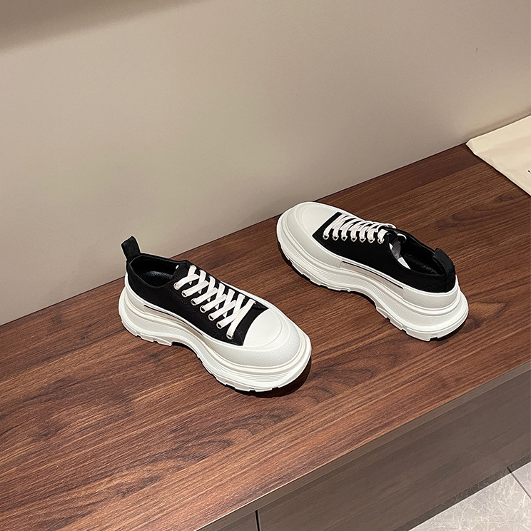 Muške canvas tenisice McQueen, debela potplata za povećanje visine, platneni gornji dio, gumena potplata s Goodyear tehnologijom, vezanje, PU uložak