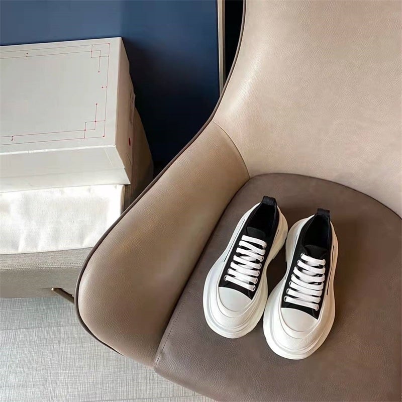 Muške canvas tenisice McQueen, debela potplata za povećanje visine, platneni gornji dio, gumena potplata s Goodyear tehnologijom, vezanje, PU uložak