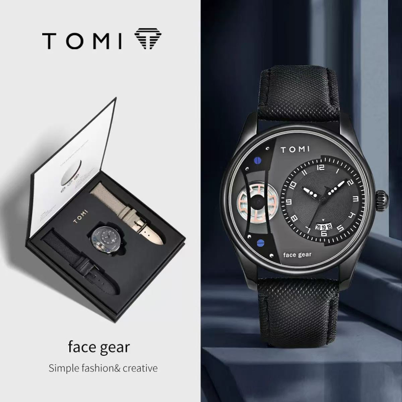 TOMI sat – model T105, kvarcni mehanizam, kožni kaiš, okrugli brojčanik, analogni prikaz