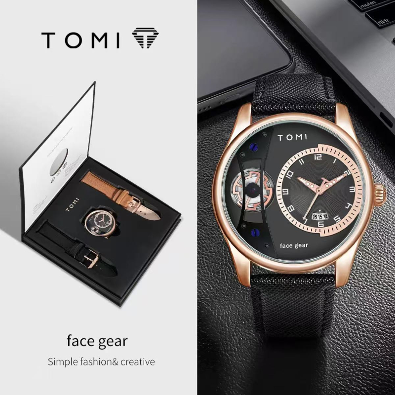 TOMI sat – model T105, kvarcni mehanizam, kožni kaiš, okrugli brojčanik, analogni prikaz
