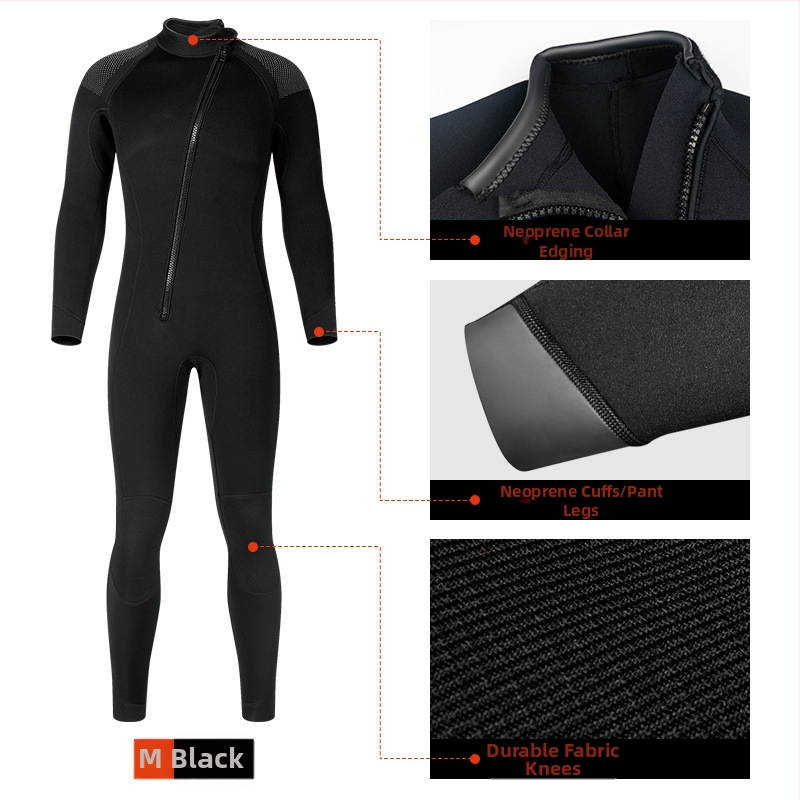 3 mm neoprēna niršanas kombinezons, viengabala, universāls, saglabā siltumu, materiāls: neoprēns + neilons