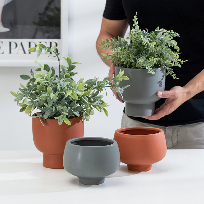 Keramički cvjetnjak na stol ili pod – Nordic Morandi stil, pogodan za ured i kućnu dekoraciju