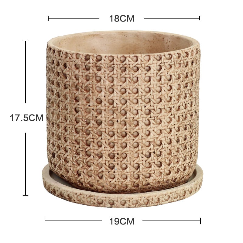 Cementni lonac, ručno izrađen, retro stil; za stol ili pod; prozračan, izdržljiv, otporan na koroziju.