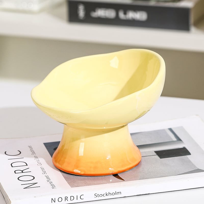 Κεραμικό μπολ φαγητού γάτας με σχέδιο πετάλων, υπερυψωμένη βάση, αντιδιαρροϊκό