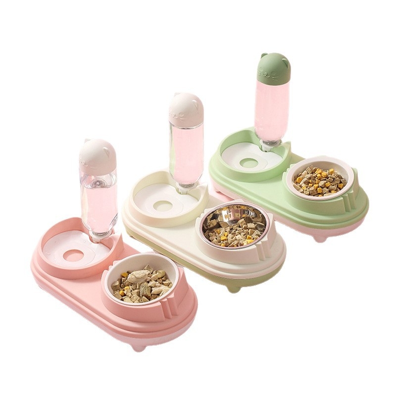 Διπλό μπολ με κεφαλή γάτας για γάτες με αυτόματο ποτιστικό (Υλικό: Πλαστικό; Μάρκα: Jiayou; Αριθμός προϊόντος: 001; Κατάλληλο για γάτες; Αυτόματη σίτιση: Ναι)