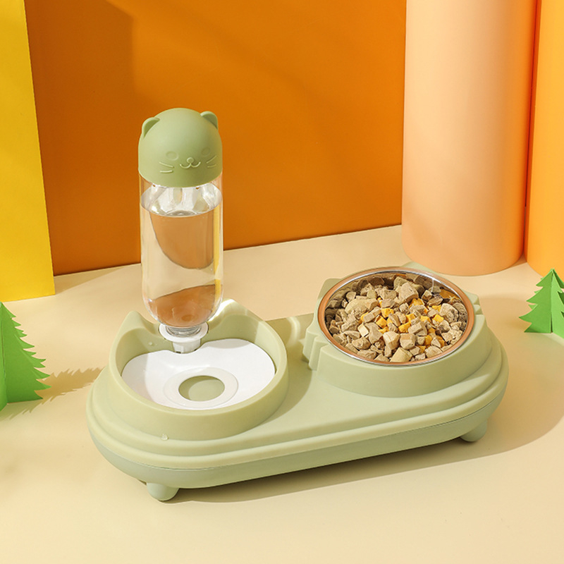 Διπλό μπολ με κεφαλή γάτας για γάτες με αυτόματο ποτιστικό (Υλικό: Πλαστικό; Μάρκα: Jiayou; Αριθμός προϊόντος: 001; Κατάλληλο για γάτες; Αυτόματη σίτιση: Ναι)