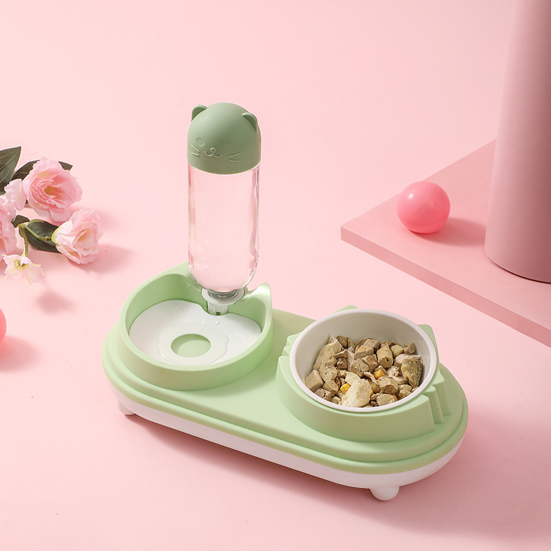 Διπλό μπολ με κεφαλή γάτας για γάτες με αυτόματο ποτιστικό (Υλικό: Πλαστικό; Μάρκα: Jiayou; Αριθμός προϊόντος: 001; Κατάλληλο για γάτες; Αυτόματη σίτιση: Ναι)