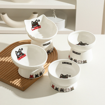 Κεραμικό μπολ για γάτες με κεκλιμένο άκρο, αντιανατροπή — μάρκα Cute