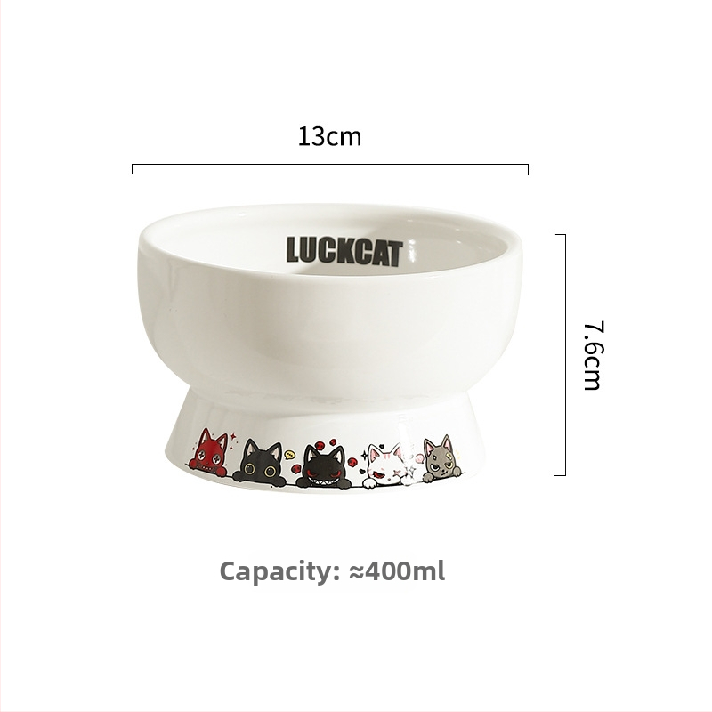 Κεραμικό μπολ για γάτες με κεκλιμένο άκρο, αντιανατροπή — μάρκα Cute