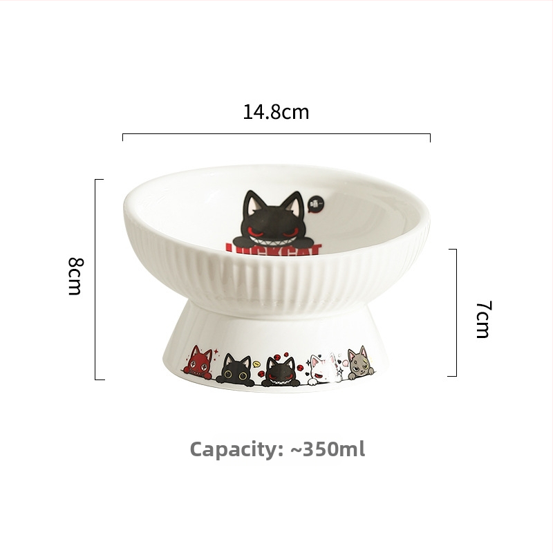 Κεραμικό μπολ για γάτες με κεκλιμένο άκρο, αντιανατροπή — μάρκα Cute