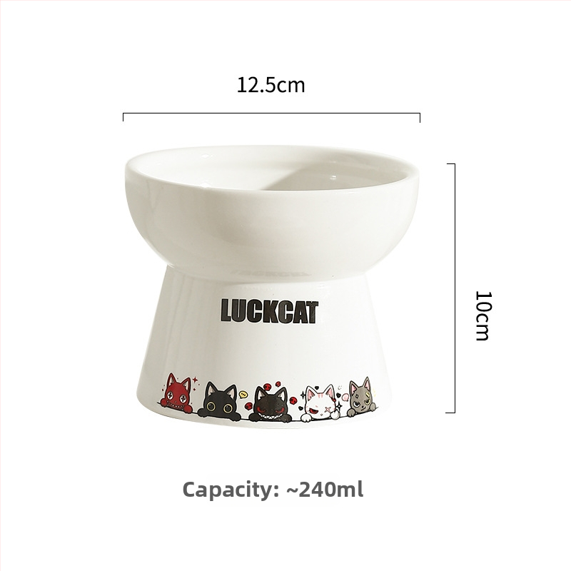 Κεραμικό μπολ για γάτες με κεκλιμένο άκρο, αντιανατροπή — μάρκα Cute