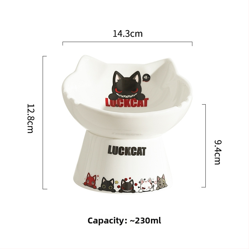 Κεραμικό μπολ για γάτες με κεκλιμένο άκρο, αντιανατροπή — μάρκα Cute