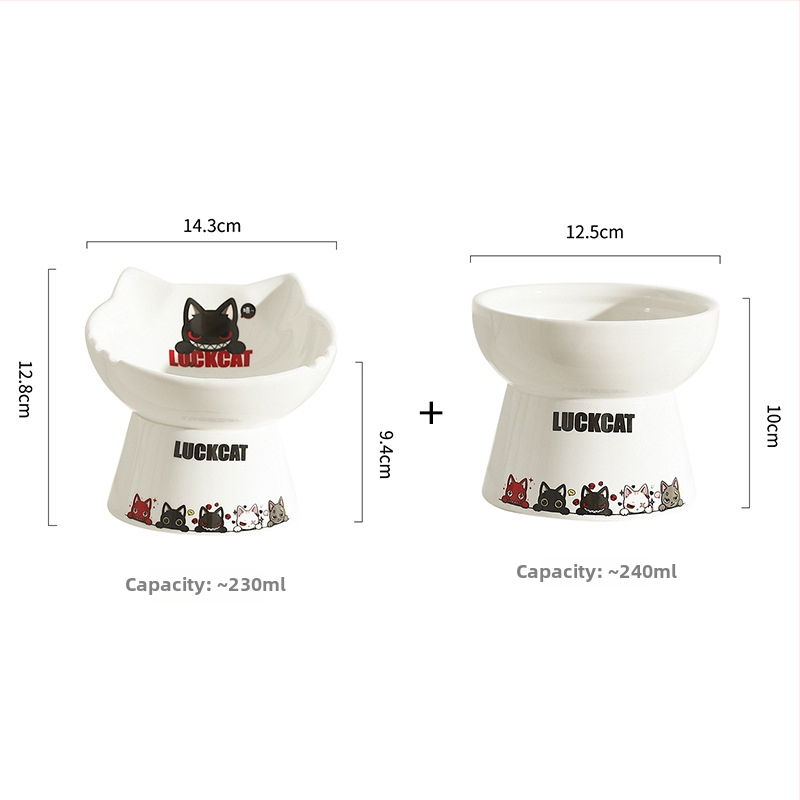 Κεραμικό μπολ για γάτες με κεκλιμένο άκρο, αντιανατροπή — μάρκα Cute