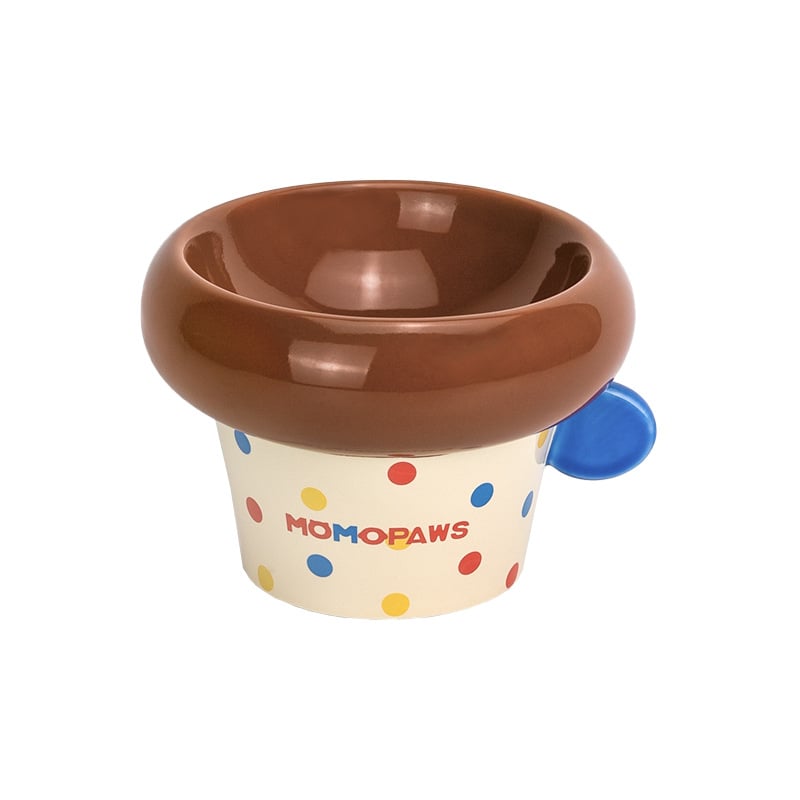 Κεραμικό μπολ με στρογγυλή λαβή, κορεατικού στυλ, μπολ φαγητού και νερού γάτας με υψηλή βάση, υπό γλάσωση