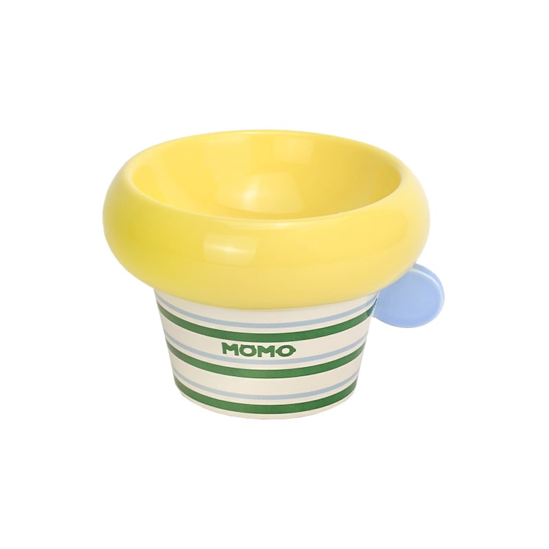 Κεραμικό μπολ με στρογγυλή λαβή, κορεατικού στυλ, μπολ φαγητού και νερού γάτας με υψηλή βάση, υπό γλάσωση