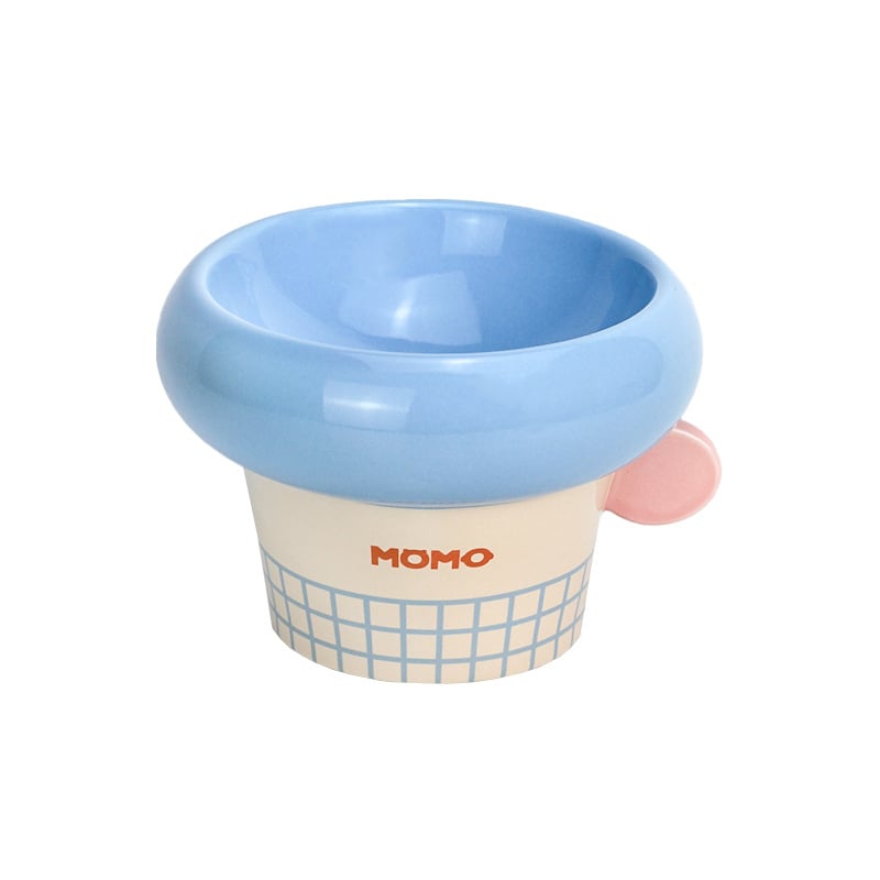 Κεραμικό μπολ με στρογγυλή λαβή, κορεατικού στυλ, μπολ φαγητού και νερού γάτας με υψηλή βάση, υπό γλάσωση