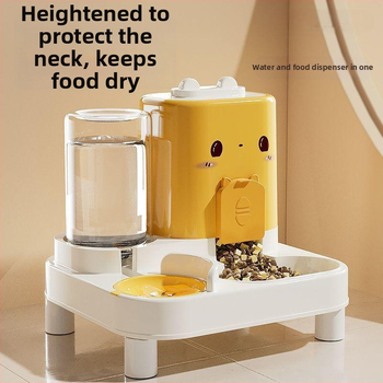 Μπολ γάτας με αυτόματη ταΐστρα και δοχείο νερού — πλαστικό, διπλής λειτουργίας μπολ για γάτες