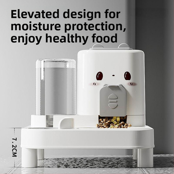 Μπολ γάτας με αυτόματη ταΐστρα και δοχείο νερού — πλαστικό, διπλής λειτουργίας μπολ για γάτες