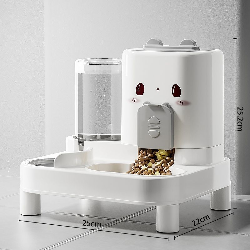 Μπολ γάτας με αυτόματη ταΐστρα και δοχείο νερού — πλαστικό, διπλής λειτουργίας μπολ για γάτες
