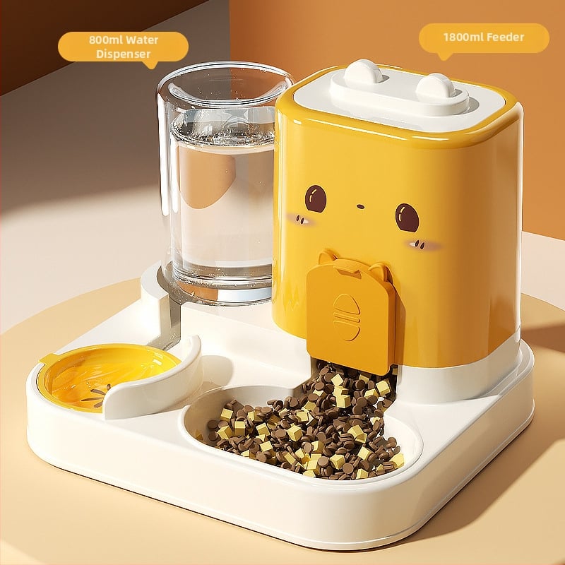 Μπολ γάτας με αυτόματη ταΐστρα και δοχείο νερού — πλαστικό, διπλής λειτουργίας μπολ για γάτες