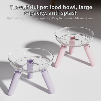 Μπολ φαγητού και ποτίσματος για γάτες και σκύλους, διαφανές γυάλινο μπολ, αυτόματη σίτιση, κατασκευή από πλαστικό και γυαλί