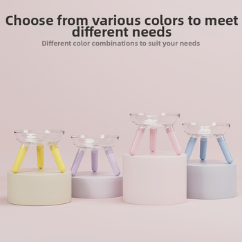 Μπολ φαγητού και ποτίσματος για γάτες και σκύλους, διαφανές γυάλινο μπολ, αυτόματη σίτιση, κατασκευή από πλαστικό και γυαλί