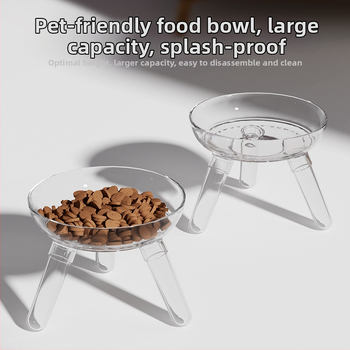 Μπολ φαγητού και ποτίσματος για γάτες και σκύλους, διαφανές γυάλινο μπολ, αυτόματη σίτιση, κατασκευή από πλαστικό και γυαλί