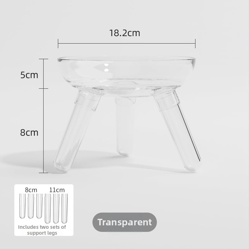 Μπολ φαγητού και ποτίσματος για γάτες και σκύλους, διαφανές γυάλινο μπολ, αυτόματη σίτιση, κατασκευή από πλαστικό και γυαλί