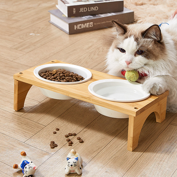 Ταΐστρα γάτας με ξύλινο πλαίσιο από Heng xiang, προέλευση Chaozhou, εργαλείο φροντίδας κατοικίδιων