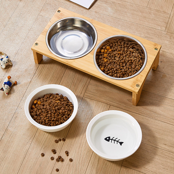 Ταΐστρα γάτας με ξύλινο πλαίσιο από Heng xiang, προέλευση Chaozhou, εργαλείο φροντίδας κατοικίδιων