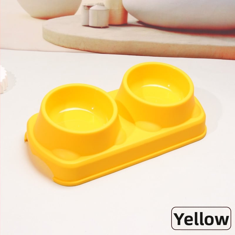 Πλαστικό μπολ φαγητού κατοικίδίων, για γάτες και σκύλους, διπλό μπολ με ενσωματωμένο σχέδιο, αντιολισθητικό, αντιανατροπή