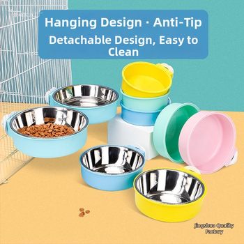 Μπολ φαγητού και ποτού για γάτες από ανοξείδωτο ατσάλι με κρεμάμενο σχεδιασμό