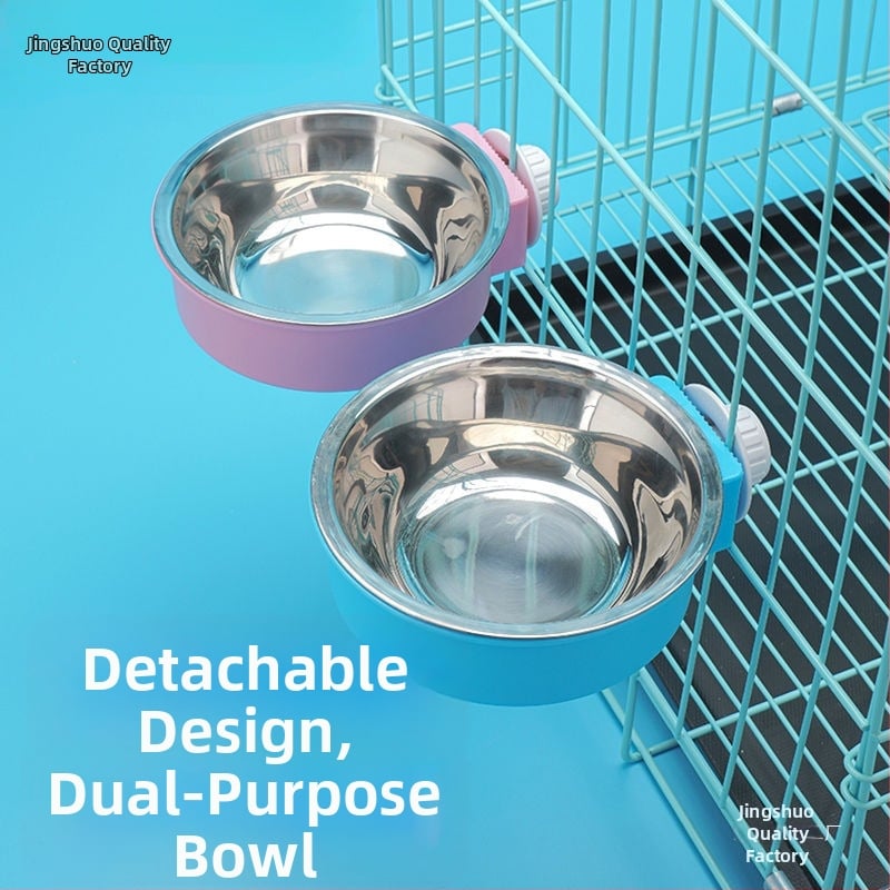 Μπολ φαγητού και ποτού για γάτες από ανοξείδωτο ατσάλι με κρεμάμενο σχεδιασμό