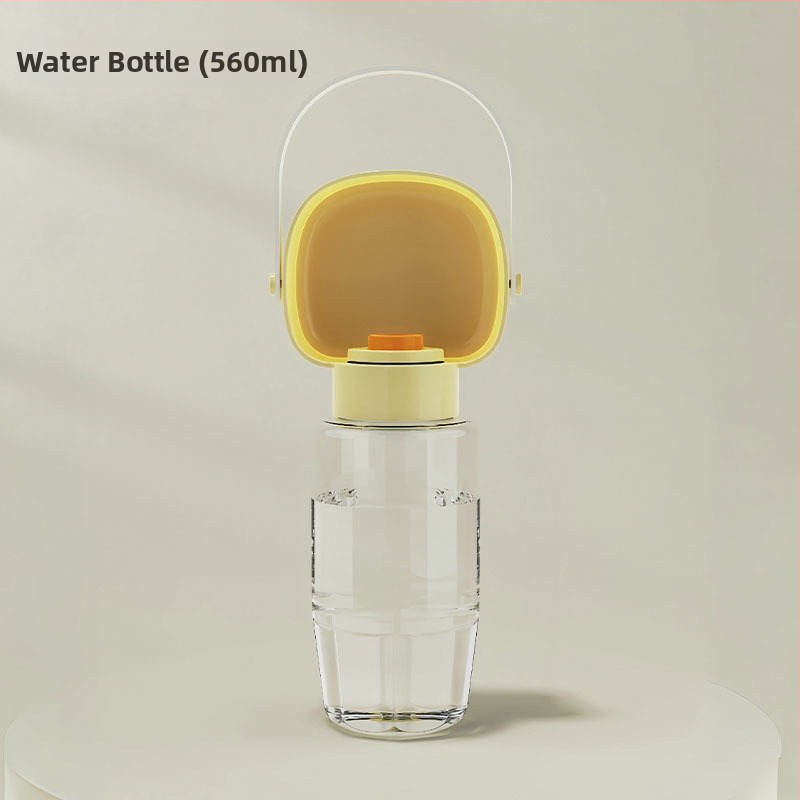 Portatīvā suņu ūdens pudele ar iekļauto krūzi un divfunkcionālu atdalāmo nodalījumu ūdenim un barībai (PP+PC; 50 gab./kaste; Mājas dzīvnieku barošanas rīki)