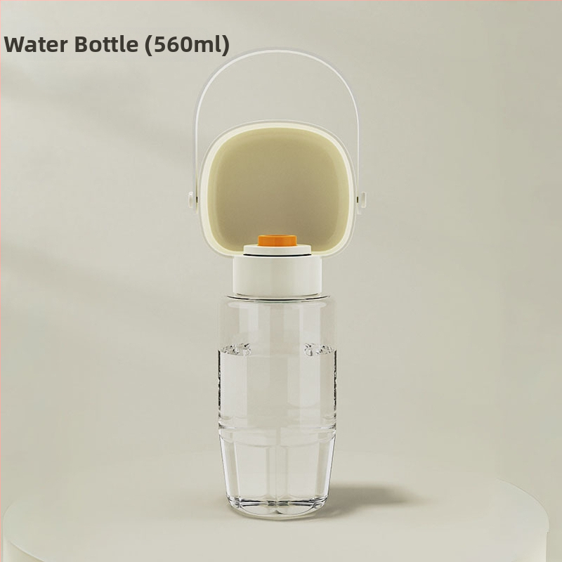 Portatīvā suņu ūdens pudele ar iekļauto krūzi un divfunkcionālu atdalāmo nodalījumu ūdenim un barībai (PP+PC; 50 gab./kaste; Mājas dzīvnieku barošanas rīki)