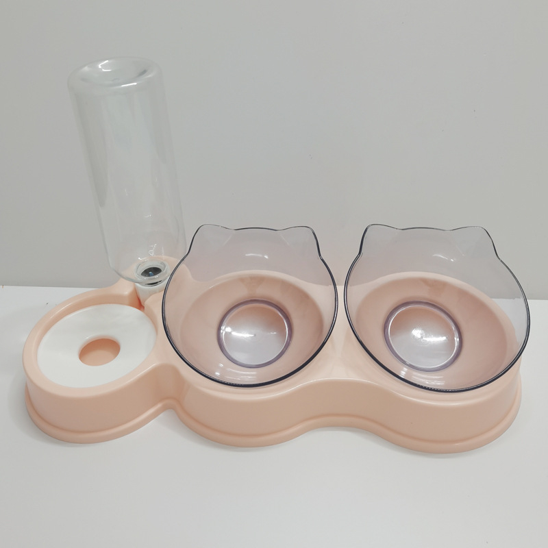 Αυτόματος τροφοδότης γάτας με διπλά μπολ φαγητού και νερού, αντιδιαρροϊκό σχέδιο, πλαστικό, Γκουανγκντόνγκ