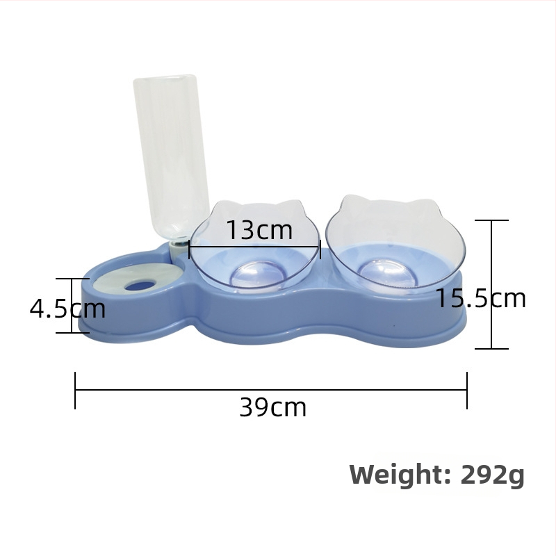 Αυτόματος τροφοδότης γάτας με διπλά μπολ φαγητού και νερού, αντιδιαρροϊκό σχέδιο, πλαστικό, Γκουανγκντόνγκ