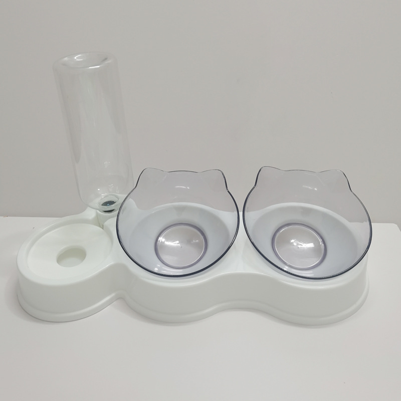 Αυτόματος τροφοδότης γάτας με διπλά μπολ φαγητού και νερού, αντιδιαρροϊκό σχέδιο, πλαστικό, Γκουανγκντόνγκ