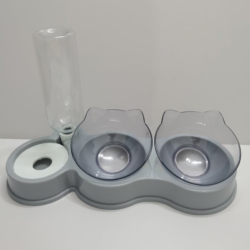 Αυτόματος τροφοδότης γάτας με διπλά μπολ φαγητού και νερού, αντιδιαρροϊκό σχέδιο, πλαστικό, Γκουανγκντόνγκ