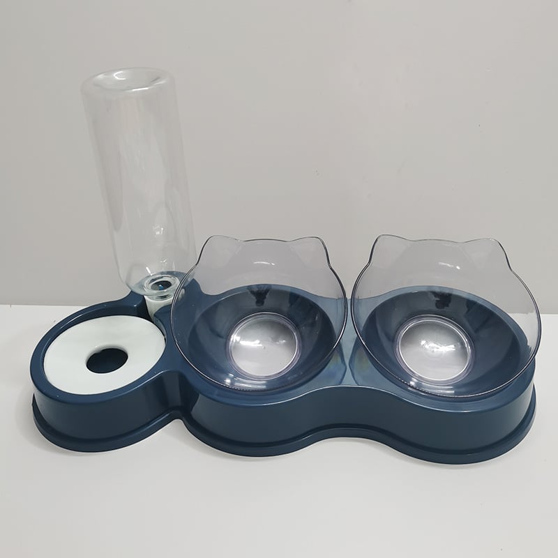 Αυτόματος τροφοδότης γάτας με διπλά μπολ φαγητού και νερού, αντιδιαρροϊκό σχέδιο, πλαστικό, Γκουανγκντόνγκ