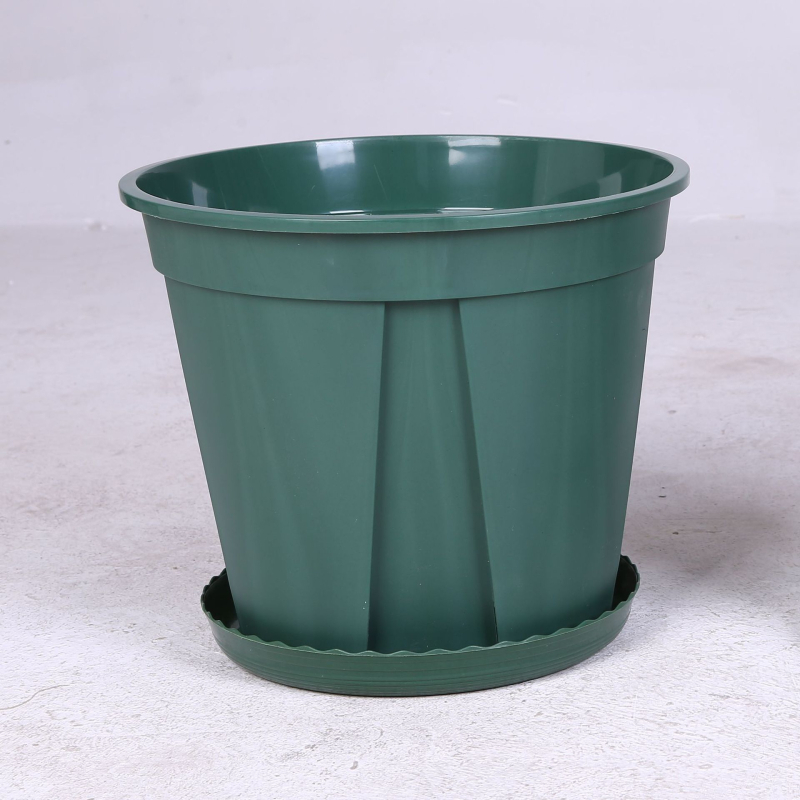 Wing Green kružna plastična posuda za cvijeće s debelim stijenkama, bijelo-zelena, dizajn kontrole korijena, promjer 14-36 cm