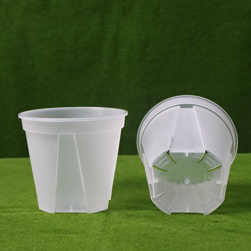 Wing Green kružna plastična posuda za cvijeće s debelim stijenkama, bijelo-zelena, dizajn kontrole korijena, promjer 14-36 cm
