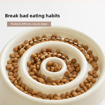 Κύπελλο γάτας για αργή σίτιση με στήριξη αυχένα και αντι-πνιγμό, ξύλινο, Xingmi Ceramic